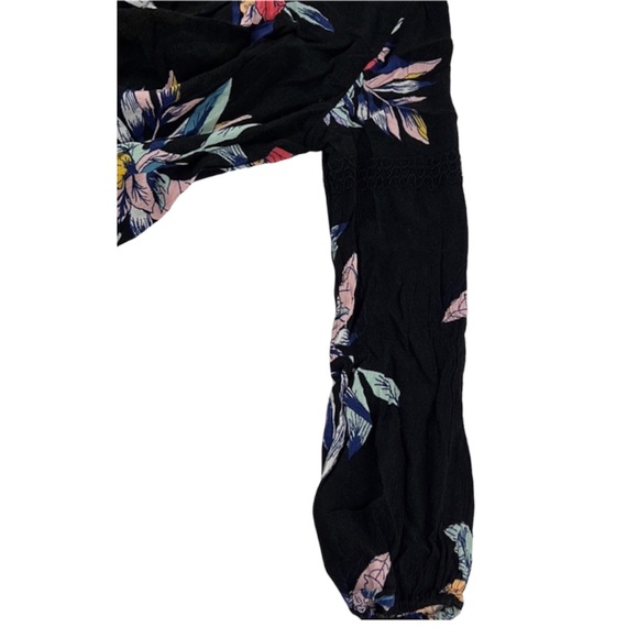 Free People Black Floral Print Long Sleeve Tunic Sz:M - Picture 5 of 8